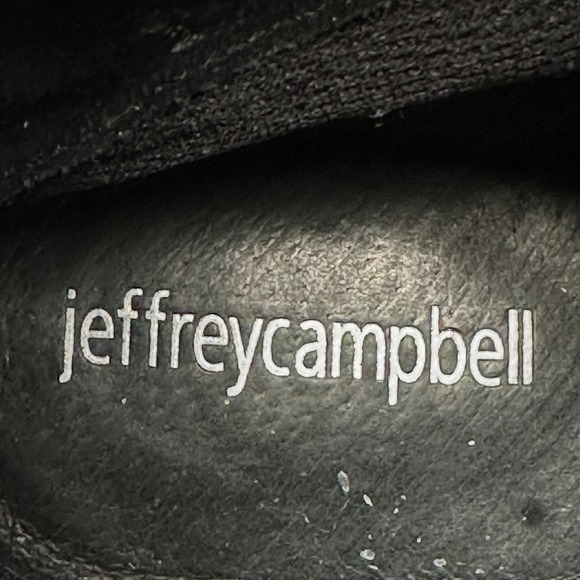 Jeffrey Campbell Black Suede Golan Leather Lug Heel Ankle Boots Womens 9.5M FLAW - Picture 5 of 15